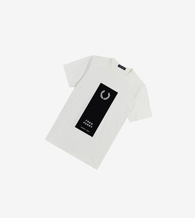 Fred Perry Block Print T Shirts Herre Hvide | 801957-TYM