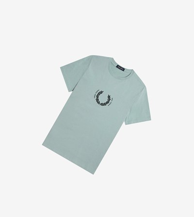 Fred Perry Circle Branding T Shirts Herre Sølv Blå | 453982-CHB