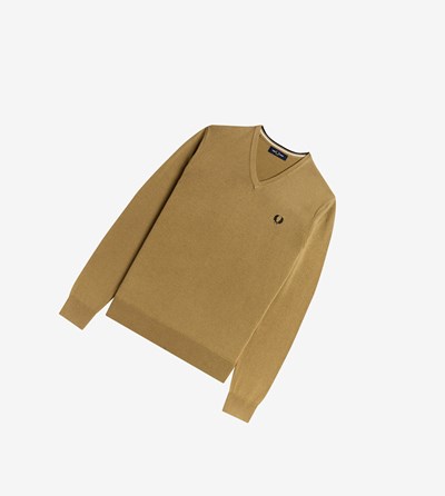 Fred Perry Classic V Neck Jumper Strikkevarer Herre Grå | 586120-EWC