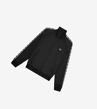 Fred Perry Contrast Taped Træningsjakke Herre Sort | 146208-CXL