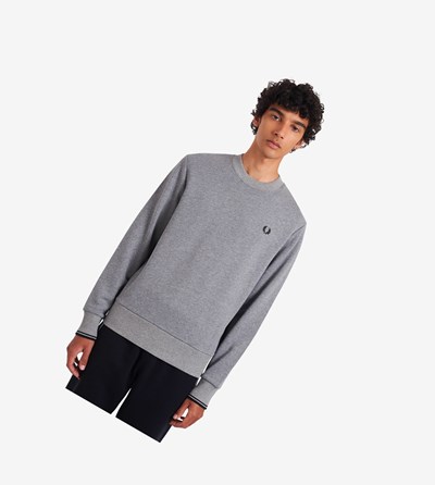 Fred Perry Crew Neck Sweatshirt Herre Grå | 521987-DTM