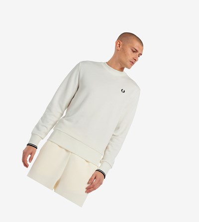 Fred Perry Crew Neck Sweatshirt Herre Hvide | 810456-GTE