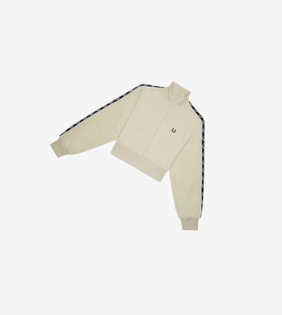 Fred Perry Cropped Taped Track Jackets Frakker & Jakke Dame Hvide | 746895-CAB