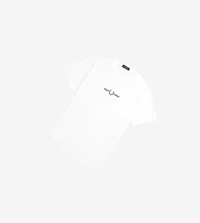 Fred Perry Embroidered T Shirts Herre Hvide | 065324-MXI