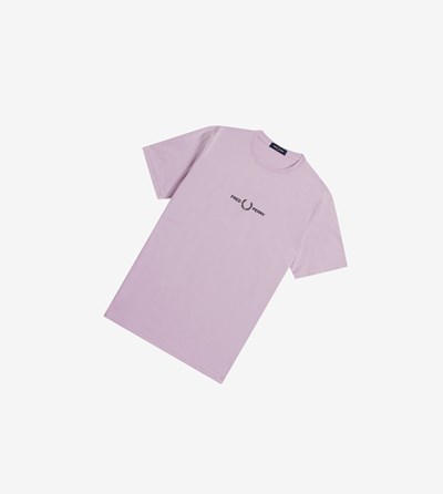 Fred Perry Embroidered T Shirts Herre Lilla | 864095-RPM