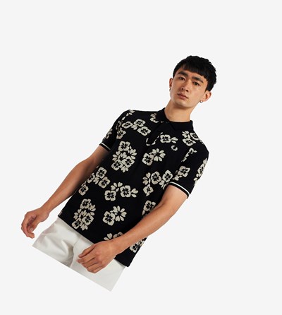 Fred Perry Floral Print Polo Shirt Herre Sort | 963715-FJO