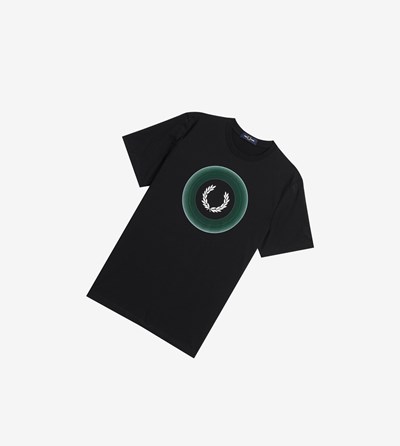 Fred Perry Gradient Grafisk T Shirts Herre Sort | 481926-FRJ