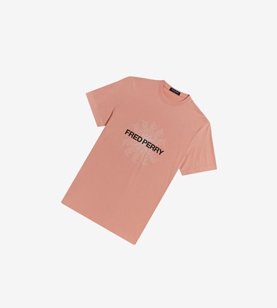 Fred Perry Grafisk T Shirts Herre Lyserød Koral | 961204-EGR