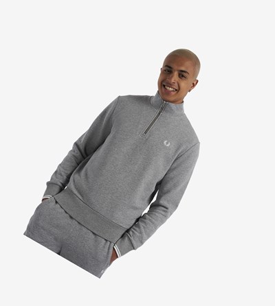 Fred Perry Half Zip Sweatshirt Herre Grå | 175049-UEW