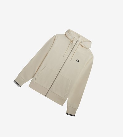 Fred Perry Hætte Zip Through Sweatshirt Herre Beige | 087462-ATS