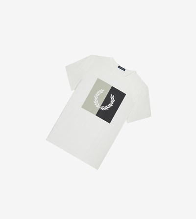 Fred Perry Laurel Wreath Grafisk T Shirts Herre Hvide | 874915-LZN