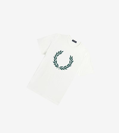 Fred Perry Laurel Wreath Print T Shirts Herre Hvide | 153870-KNU