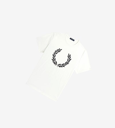 Fred Perry Laurel Wreath Print T Shirts Herre Hvide | 781940-BYM