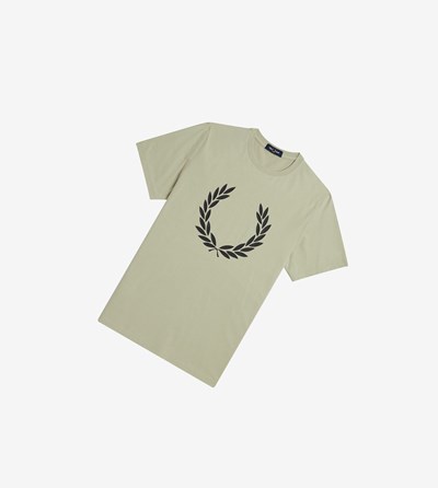 Fred Perry Laurel Wreath Print T Shirts Herre Grå | 938174-HOG