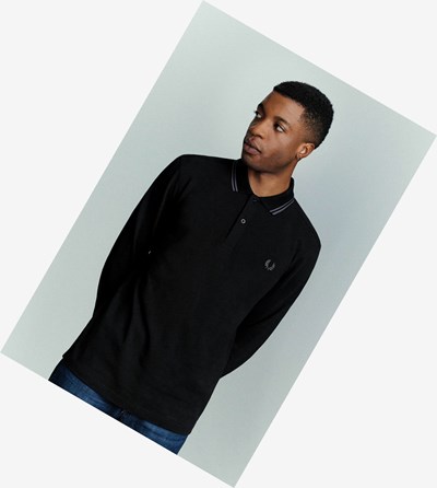 Fred Perry M3636 Polo Shirt Herre Mørkeblå Grå Grå | 304875-UQD