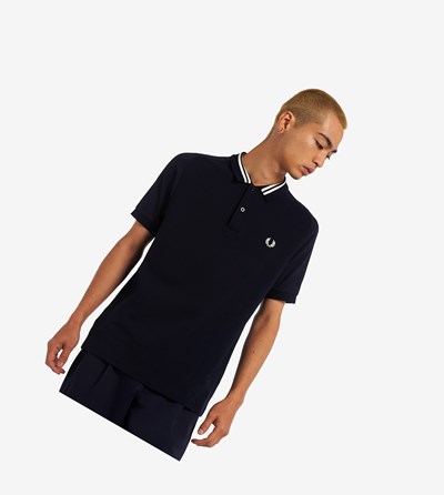 Fred Perry Raglan Sleeve Polo Shirt Herre Mørkeblå | 279386-IJD