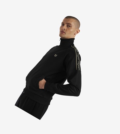 Fred Perry Taped Sleeve Træningsjakke Herre Sort | 074826-ABT