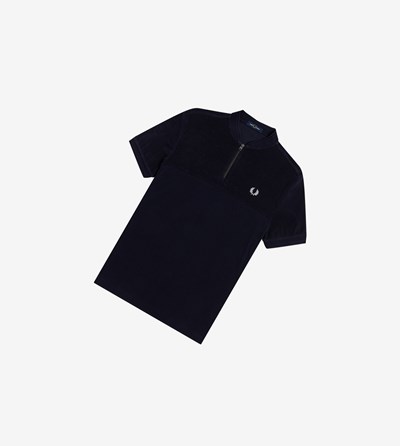 Fred Perry Towelling Panel Polo Shirt Herre Mørkeblå | 170345-VMG