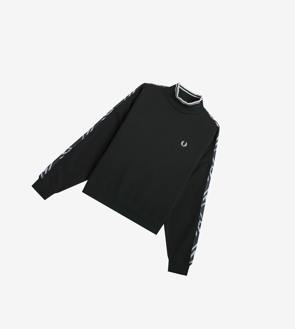 Fred Perry Abstract Tape Sweatshirt Dame Grøn | 256341-APX