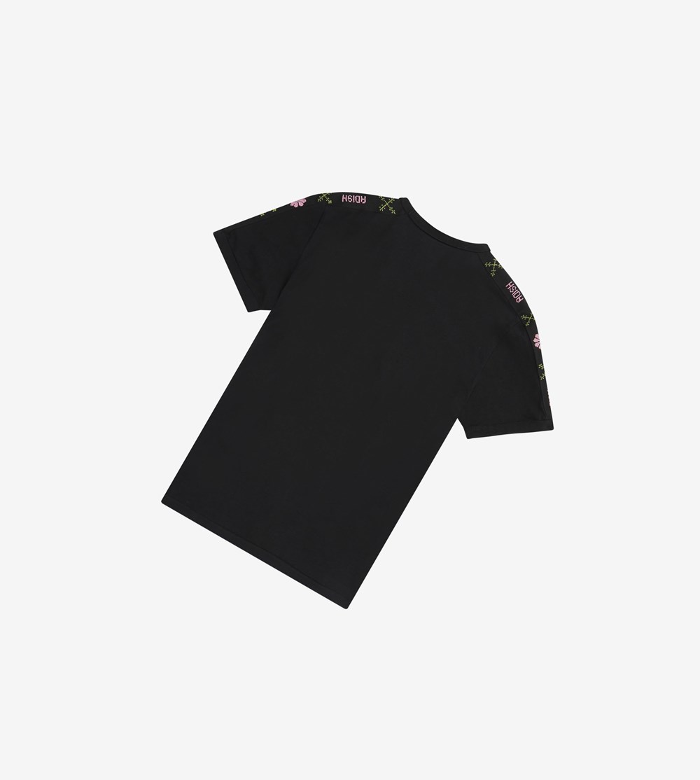 Fred Perry Adish Embroidered Tape Ringer T Shirts & Toppe Dame Sort | 984523-JNU