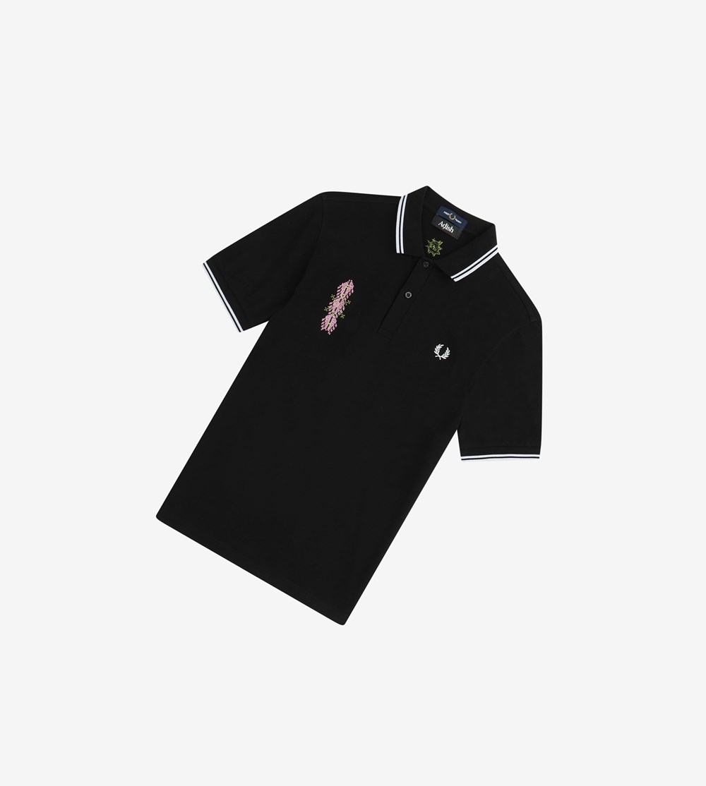 Fred Perry Adish Embroidered Twin Tipped Shirt Polo Shirt Herre Sort | 832071-FUM