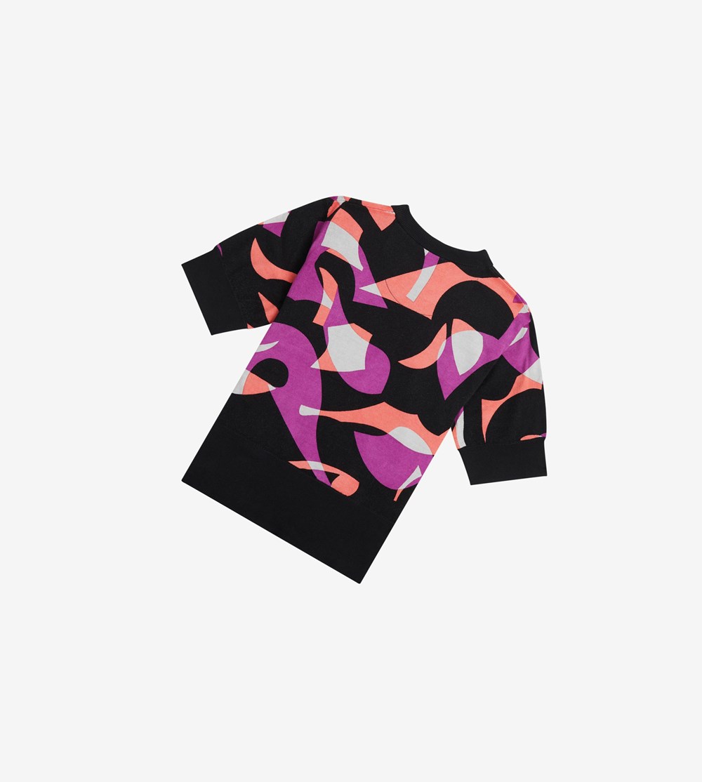 Fred Perry Amy Winehouse Foundation Abstract Kort Sleeve Jumper Strikkevarer Dame Sort | 403765-RJT