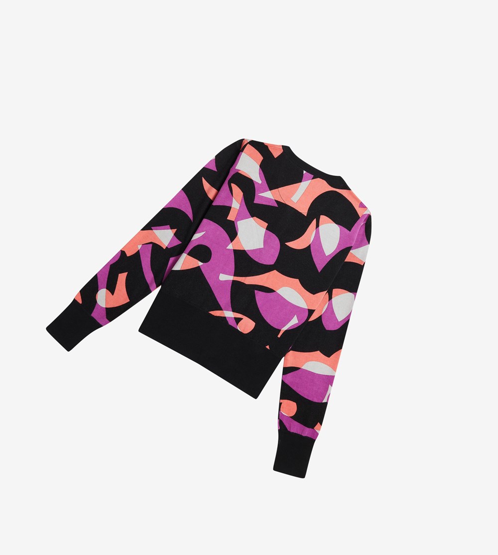 Fred Perry Amy Winehouse Foundation Abstract Cardigan Strikkevarer Dame Sort | 980627-YWN