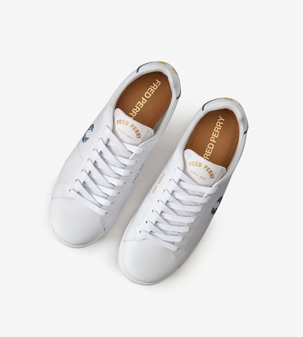 Fred Perry B722 Sneakers Herre Hvide | 823015-PIC