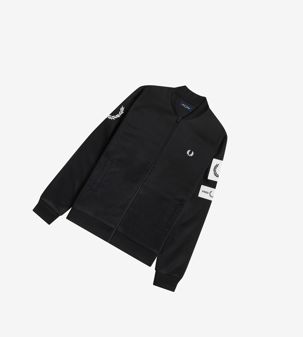 Fred Perry Badge Detail Træningsjakke Herre Sort | 581627-OVP