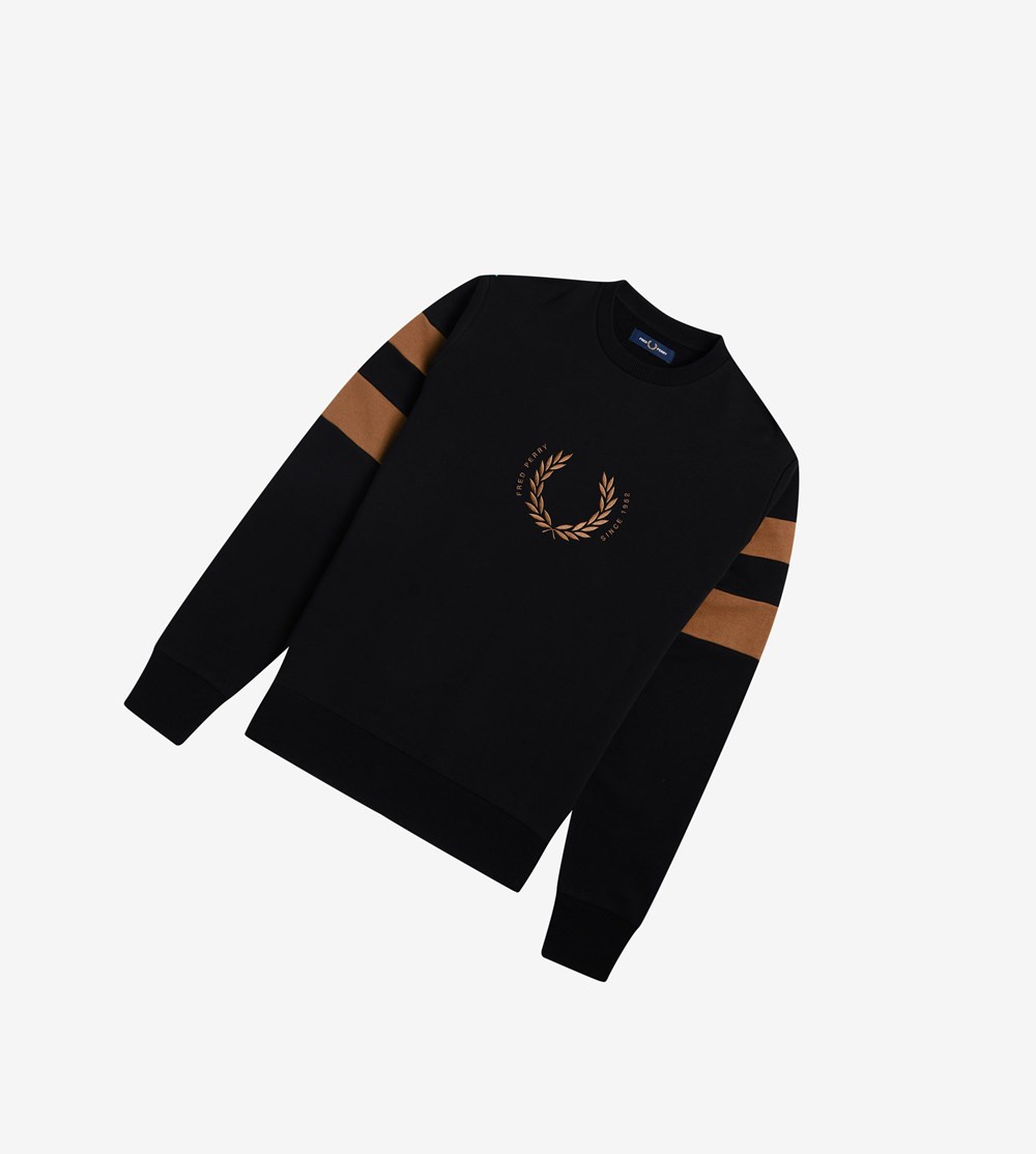 Fred Perry Bold Tipped Sweatshirt Herre Sort | 049178-TDA