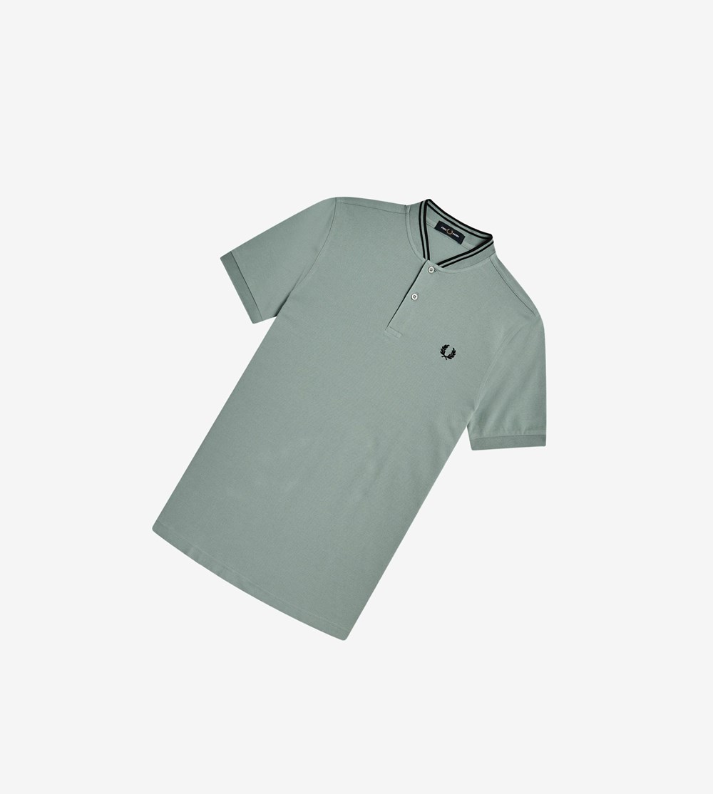 Fred Perry Bomber Collar Polo Shirt Herre Sølv Blå | 341896-RAF