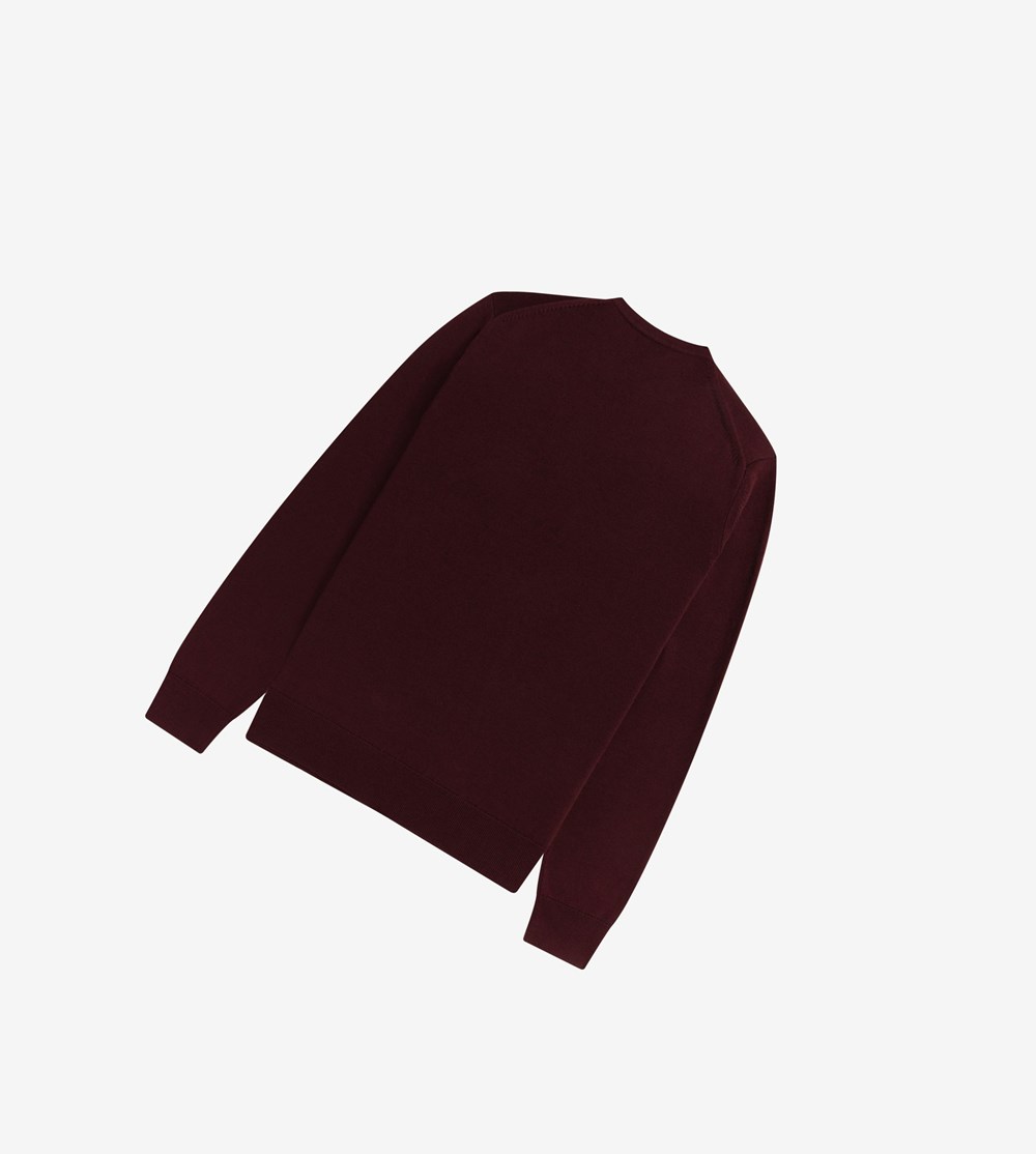 Fred Perry Classic Crew Neck Jumper Strikkevarer Herre Bordeaux | 381294-LAS