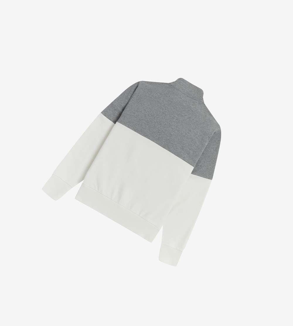 Fred Perry Colour Block Half Zip Sweatshirt Herre Hvide | 392675-LVY