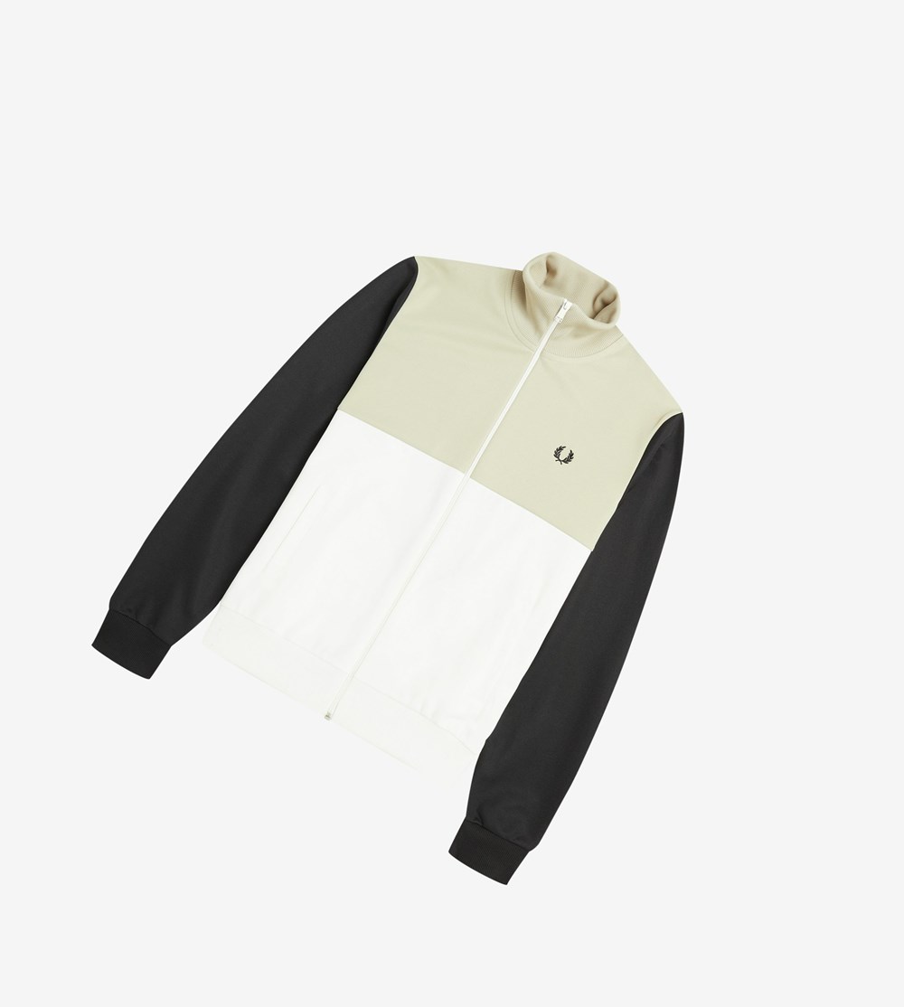 Fred Perry Colour Block Træningsjakke Herre Hvide | 879126-LSD