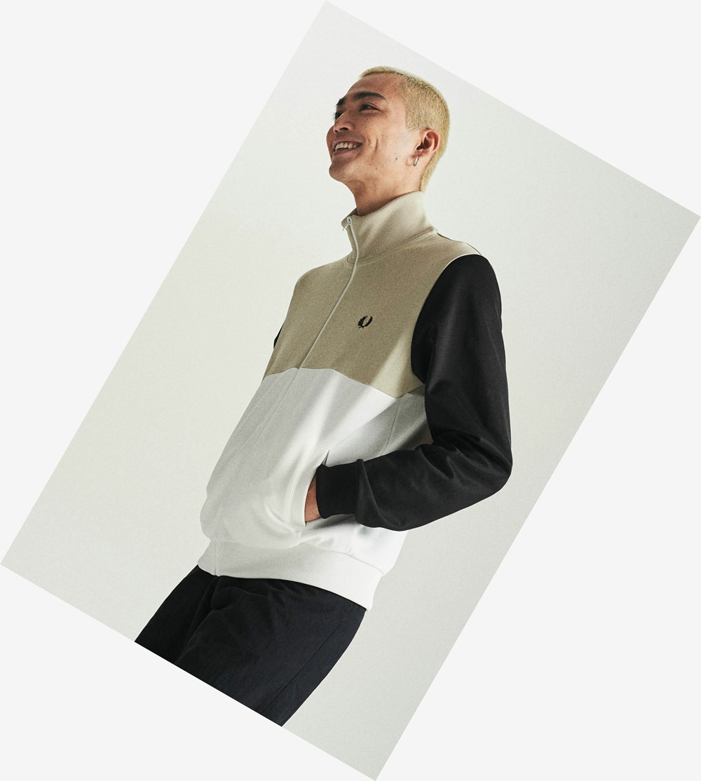 Fred Perry Colour Block Træningsjakke Herre Hvide | 879126-LSD