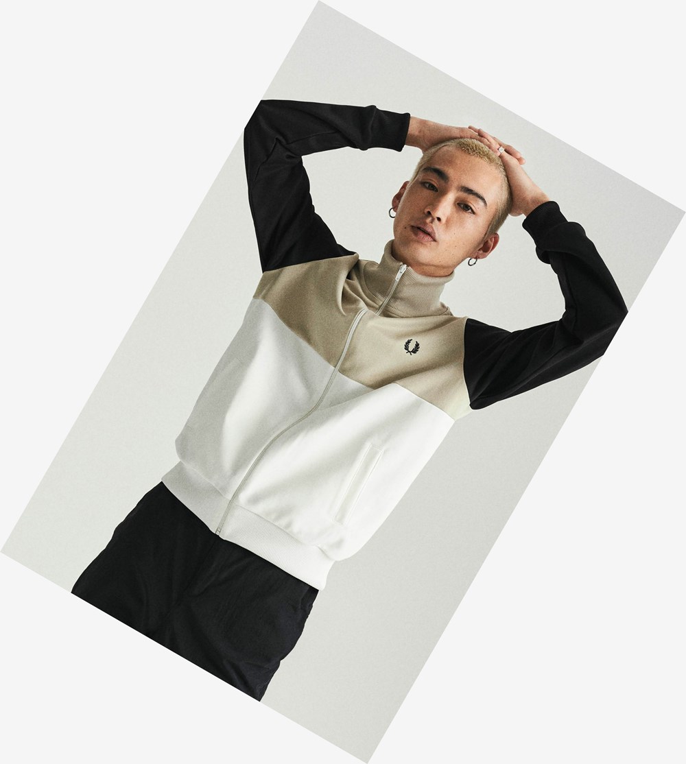 Fred Perry Colour Block Træningsjakke Herre Hvide | 879126-LSD