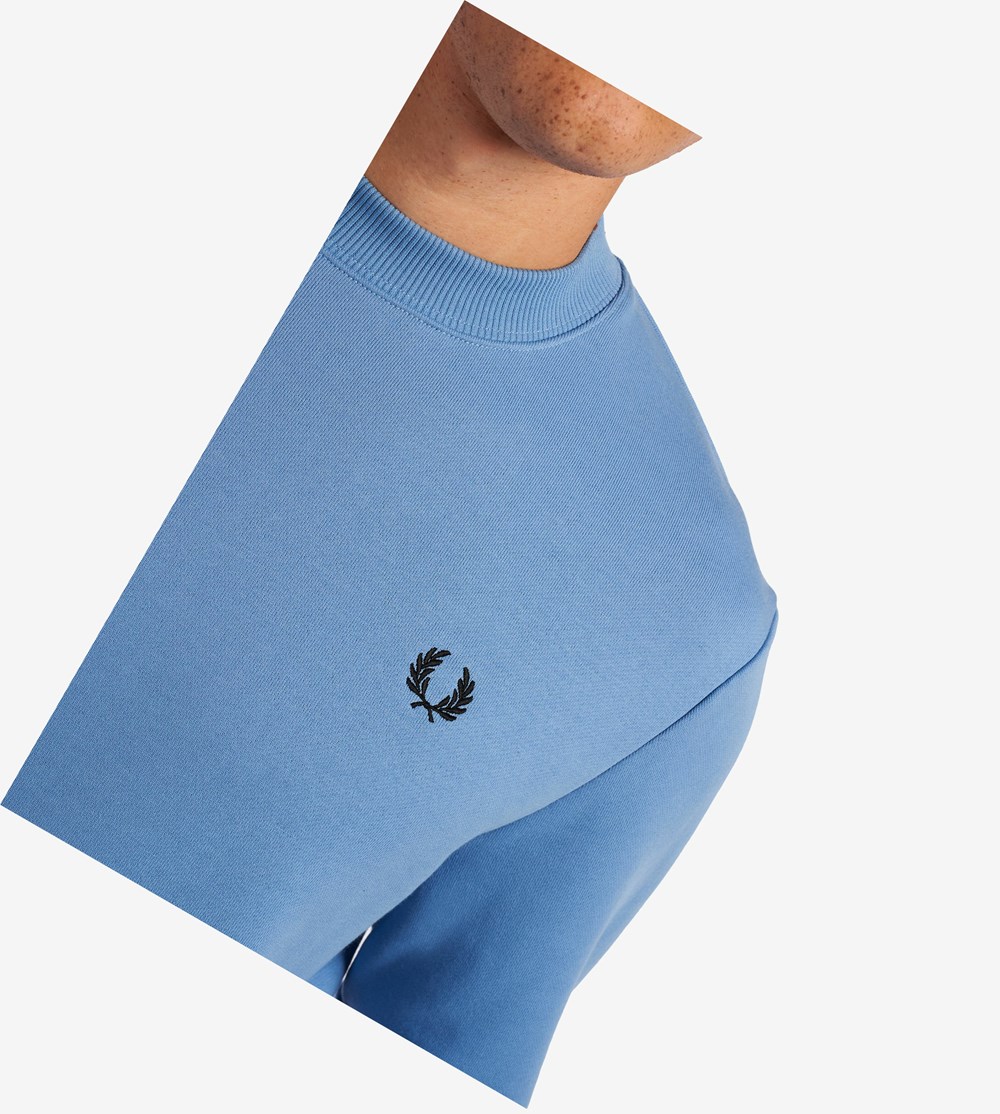 Fred Perry Crew Neck Sweatshirt Herre Blå | 901543-KLC