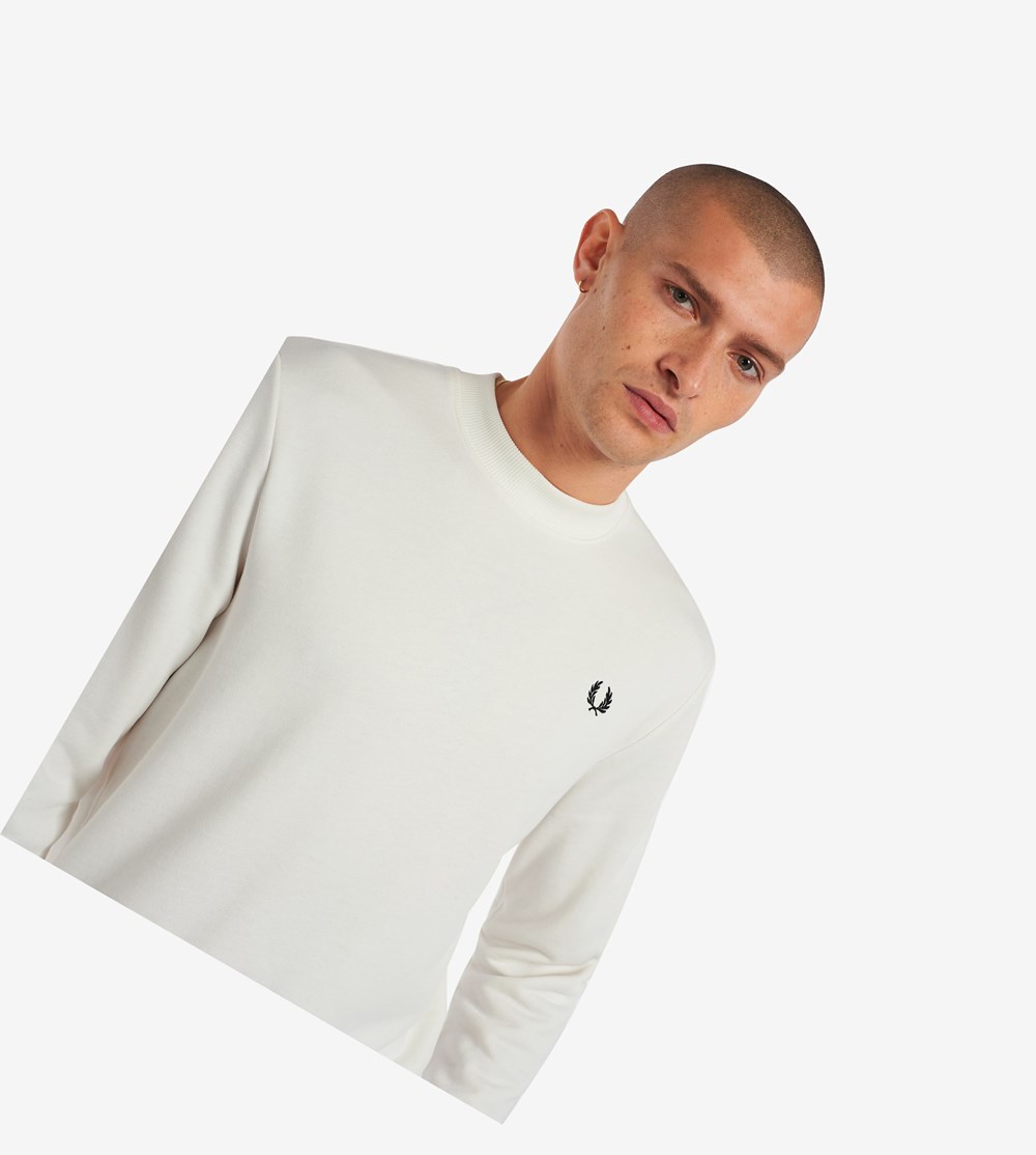 Fred Perry Crew Neck Sweatshirt Herre Hvide | 810456-GTE