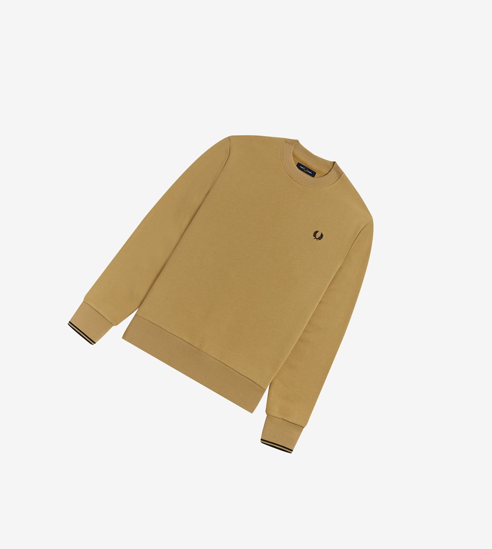 Fred Perry Crew Neck Sweatshirt Herre Khaki | 692851-XUE