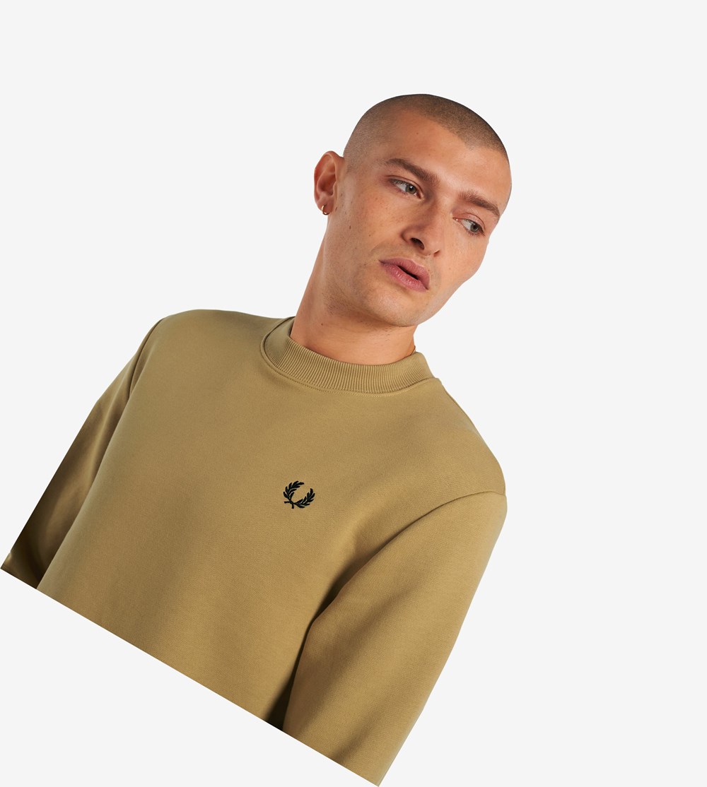 Fred Perry Crew Neck Sweatshirt Herre Khaki | 692851-XUE