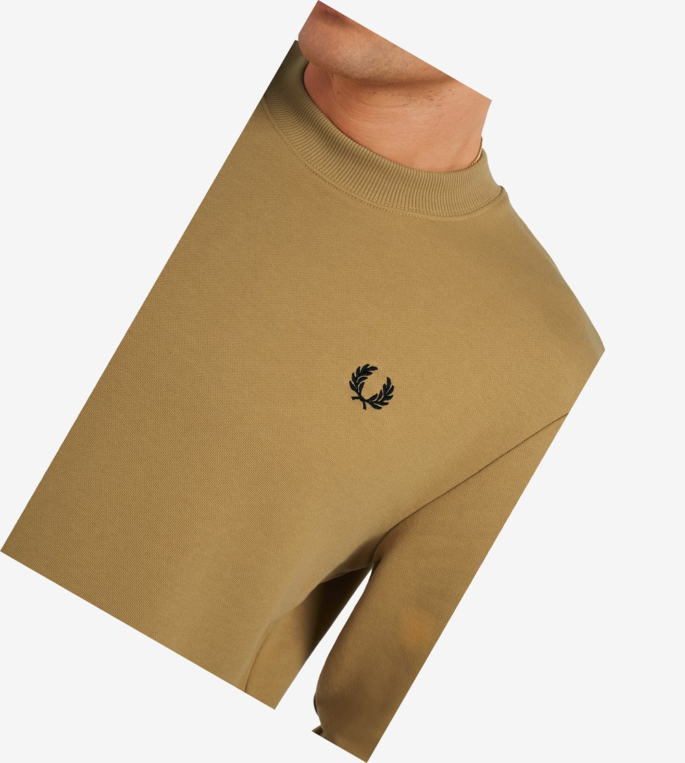 Fred Perry Crew Neck Sweatshirt Herre Khaki | 692851-XUE