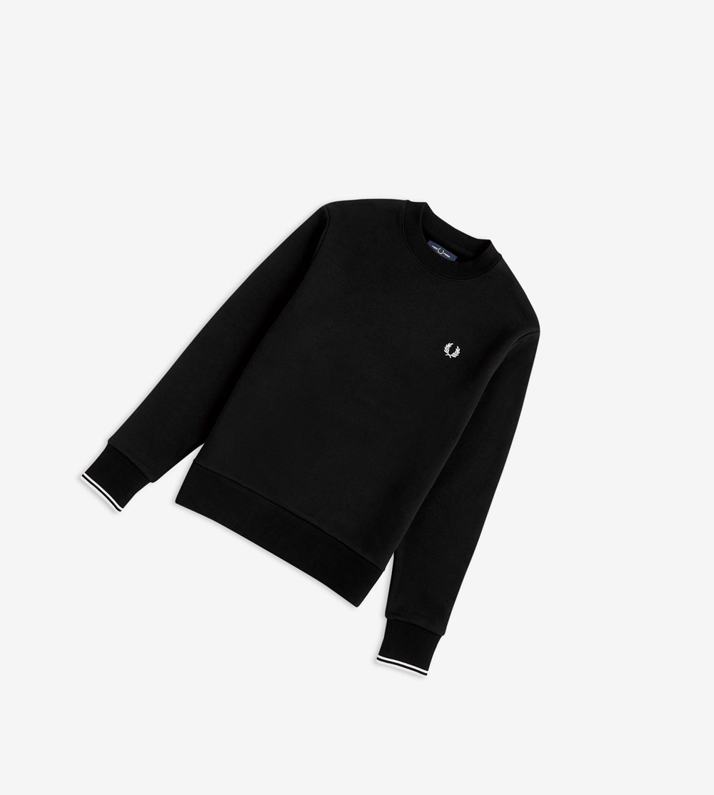 Fred Perry Crew Neck Sweatshirt Herre Sort | 603172-URJ