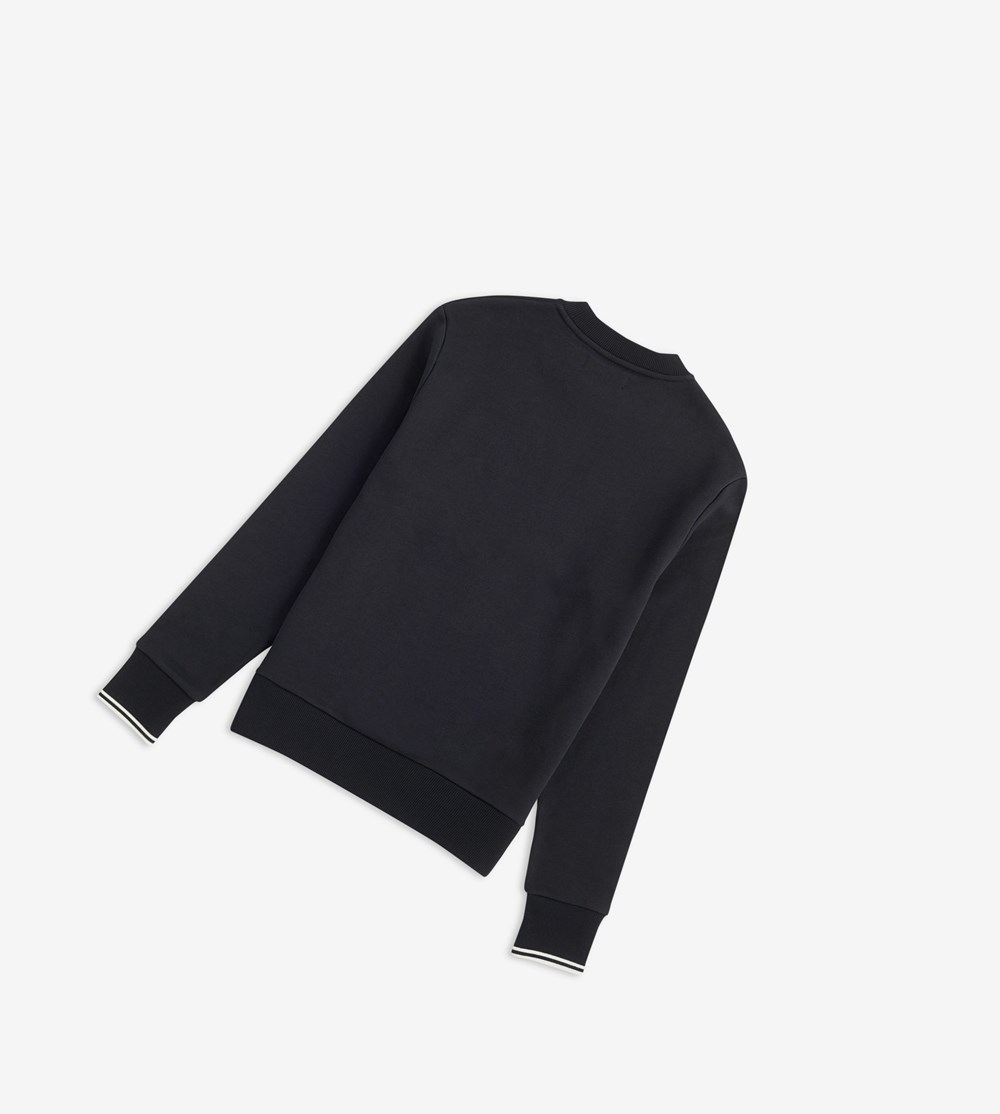 Fred Perry Crew Neck Sweatshirt Herre Sort | 603172-URJ