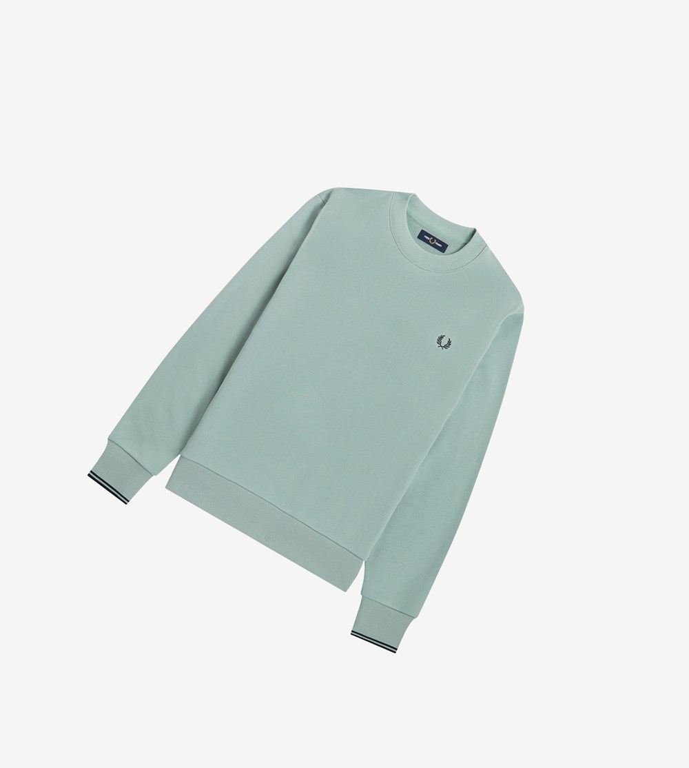 Fred Perry Crew Neck Sweatshirt Herre Sølv Blå | 645791-LZI