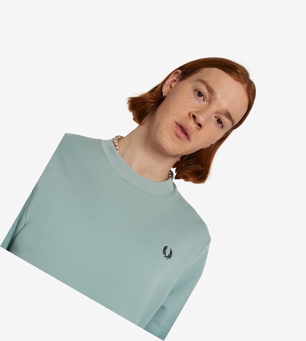 Fred Perry Crew Neck Sweatshirt Herre Sølv Blå | 645791-LZI