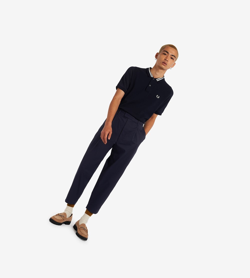 Fred Perry Cropped Bukser Herre Mørkeblå | 253671-LQA