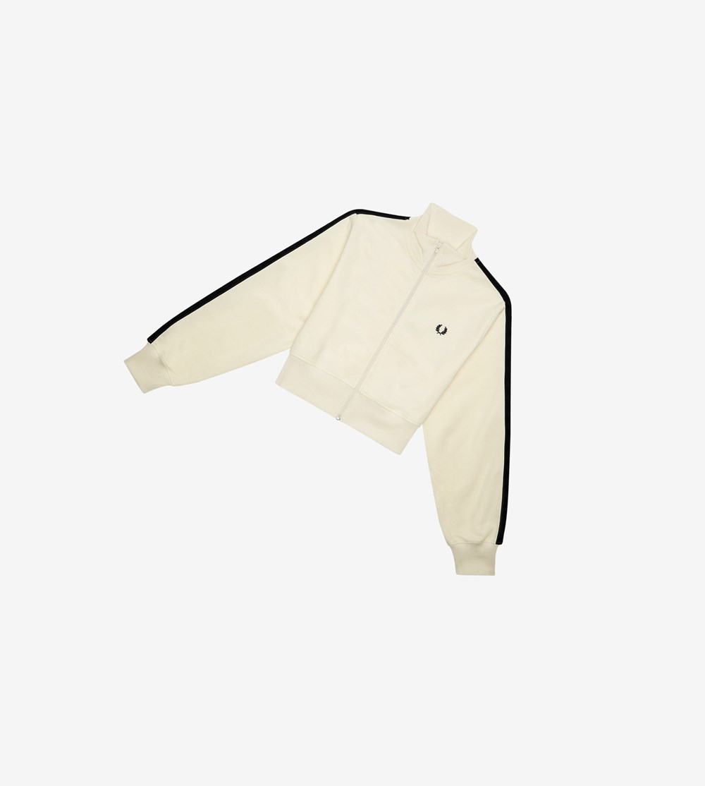 Fred Perry Cropped Taped Track Jackets Frakker & Jakke Dame Sort | 297485-MSJ