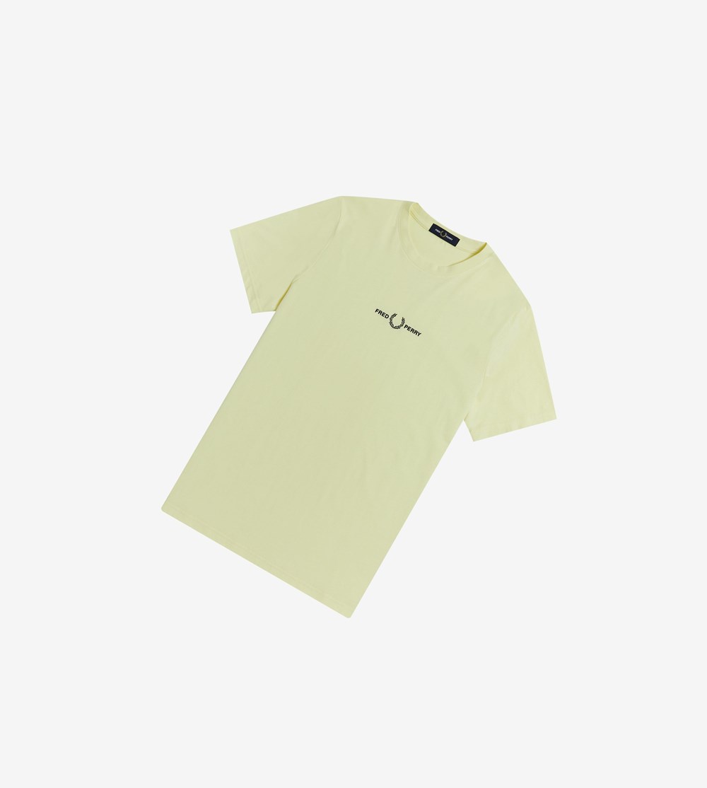 Fred Perry Embroidered T Shirts Herre Gul | 132964-BPM