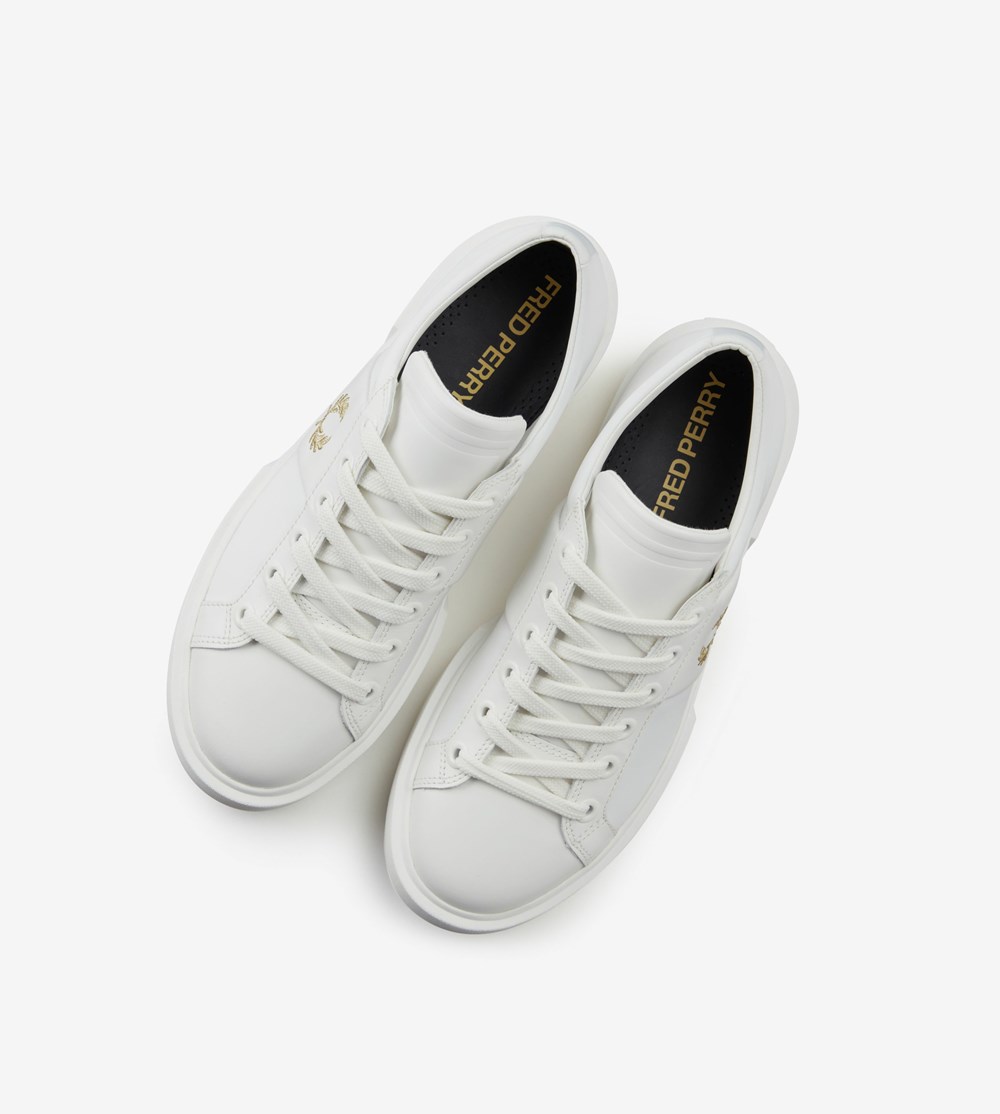 Fred Perry Exmouth Sneakers Herre Hvide Metal Guld | 320485-XCF