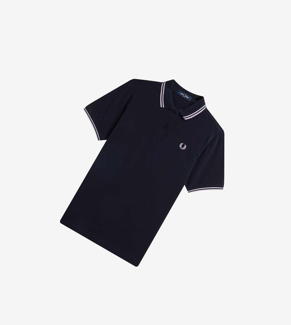 Fred Perry G3600 Polo Shirt Dame Mørkeblå Lilla Lilla | 087321-XIN